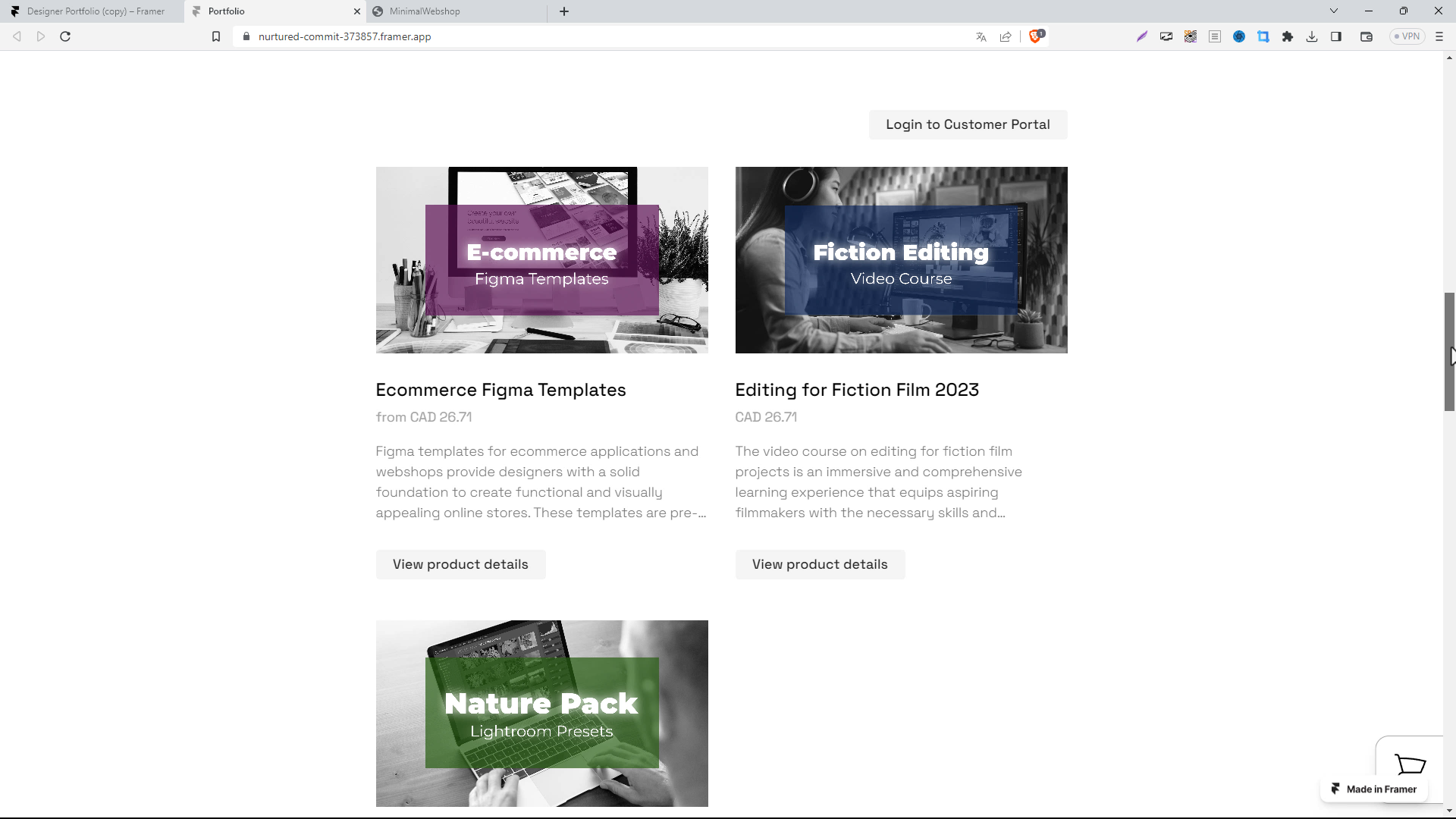 Screenshot of Webshop